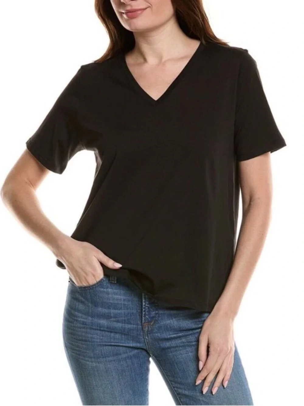Eileen Fisher V-Neck Short Sleeve Tee - Picture 4 of 11